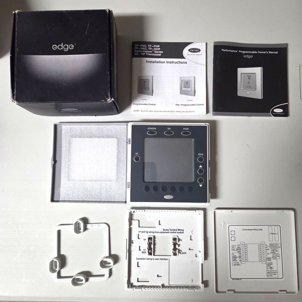 Carrier TP-PAC01-A Performance Edge Programmable Thermostat With Manuals In Box
